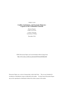 Conflict, Institutions, and Economic Behavior: Legacies of the