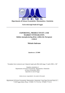 EXPORTING, PRODUCTIVITY AND MARKET INTEGRATON: Italian