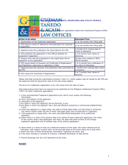 The following are the steps in the prosecution of a trademark