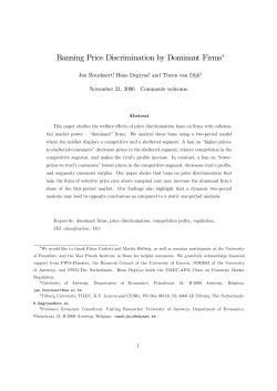 Banning Price Discrimination by Dominant Firms&lowast;