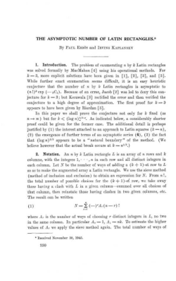 THE ASYMPTOTIC NUMBER OF LATIN RECTANGLES.* By PAUL