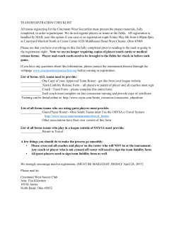 TEAM REGISTRATION CHECKLIST All teams registering for the