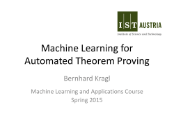 Machine Learning for Theorem Proving