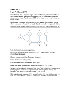 Graphs part 2 Depth First Search (DFS) Search deeply first