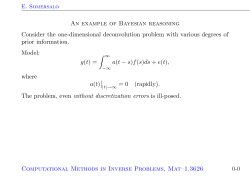 An example of Bayesian reasoning Consider the one
