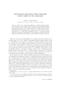 EQUIVALENCE RELATIONS WITH AMENABLE