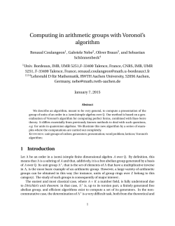 Computing in arithmetic groups with Voronoi`s algorithm.