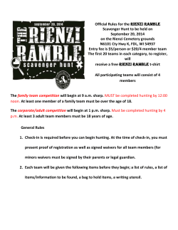 Official Rules for the Rienzi Ramble Scavenger Hunt to be held on
