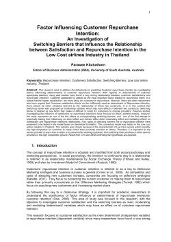 Factor Influencing Customer Repurchase Intention