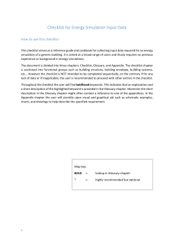 Checklist for Energy Simulation Input Data
