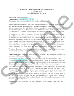 Syllabus &ndash; Principles of Microeconomics ECON200