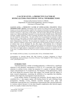 calcium level, a predictive factor of hypocalcemia following total