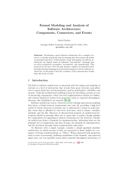 LNCS 2804 - Formal Modeling and Analysis of Software Architecture