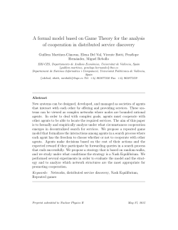 A formal model based on Game Theory for the - Elena del Val