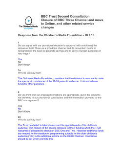 BBC Trust Second Consultation: Closure of BBC Three Channel and