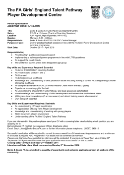 The FA Girls` England Talent Pathway Player Development Centre