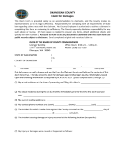 OKANOGAN COUNTY Claim for Damages