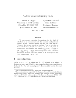 No four subsets forming an N - University of South Carolina