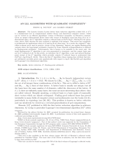 AN LLL ALGORITHM WITH QUADRATIC COMPLEXITY 1