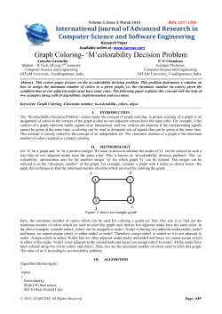 Graph Coloring- &bdquo;M‟colorability Decision Problem