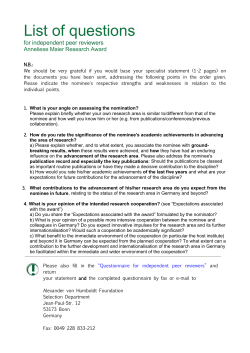 List of questions for independent peer reviewers