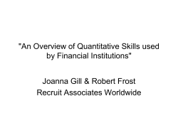 An Overview of Quantitative Skills used by Financial