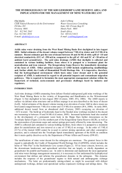 The Hydrogeology of the Krugersdorp Game Reserve Area and