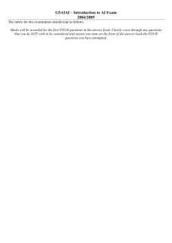 G5AIAI &ndash; Introduction to AI Exam 2004/2005