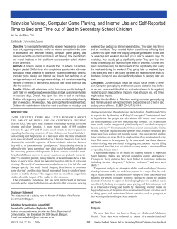 Television Viewing, Computer Game Playing