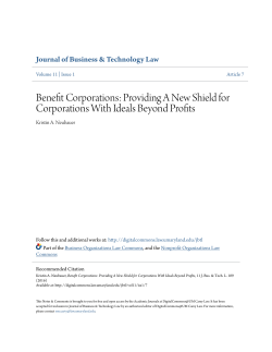 Benefit Corporations - DigitalCommons@UM Carey Law