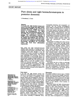Pure alexia and right hemiachromatopsia in