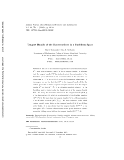 Tangent Bundle of the Hypersurfaces in a Euclidean Space