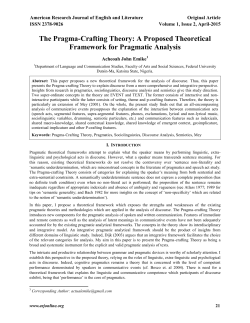 The Pragma-Crafting Theory: A Proposed Theoretical Framework for