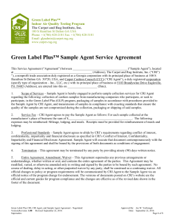 Green Label Plus CRI, CRI Agent, and Sample Agent Agreement