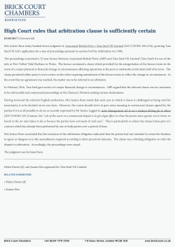 High Court rules that arbitration clause is sufficiently certain