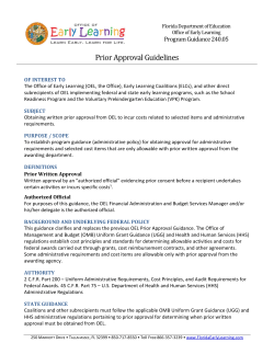 Program Guidance 240.05 - Florida Office of Early Learning