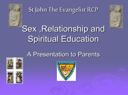 Presentation to parents Programme for SRE