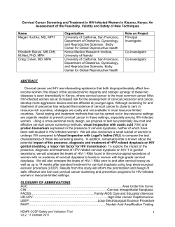 Cervical Cancer Screening and Treatment in HIV-infected