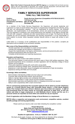 Family Services Supervisor - FT Term Position