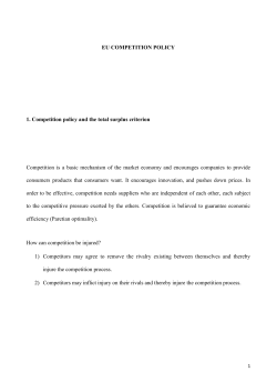 EU COMPETITION POLICY 1. Competition policy and the total