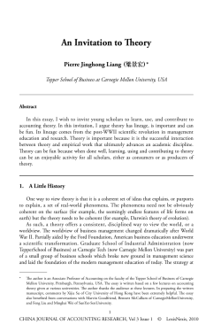 An Invitation to Theory - College of Business | City University of