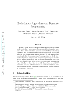 Evolutionary Algorithms and Dynamic Programming