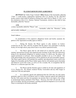 player agreement - Valley Forge Colonials
