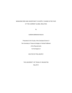 MANAGING RISK AND UNCERTAINTY IN SUPPLY CHAINS IN THE