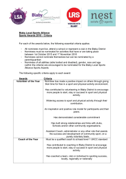 Blaby District Sports Awards &ndash; Criteria