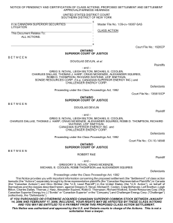 notice of pendency and certification of class actions
