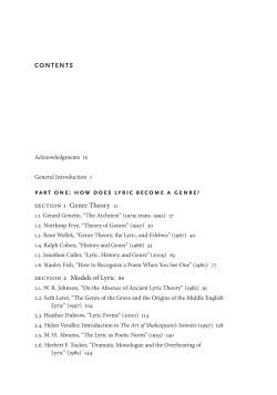 part one: how does lyric become a genre? section 1 Genre Theory