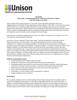 Job Posting Team Leader, Tutoring and Mentoring &ndash; Pathways to