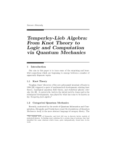 Temperley-Lieb Algebra: From Knot Theory to Logic and