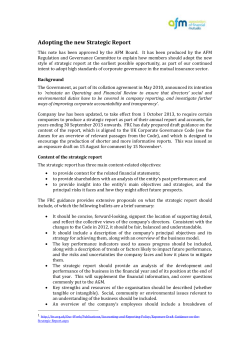 Adopting the new Strategic Report - Association of Financial Mutuals